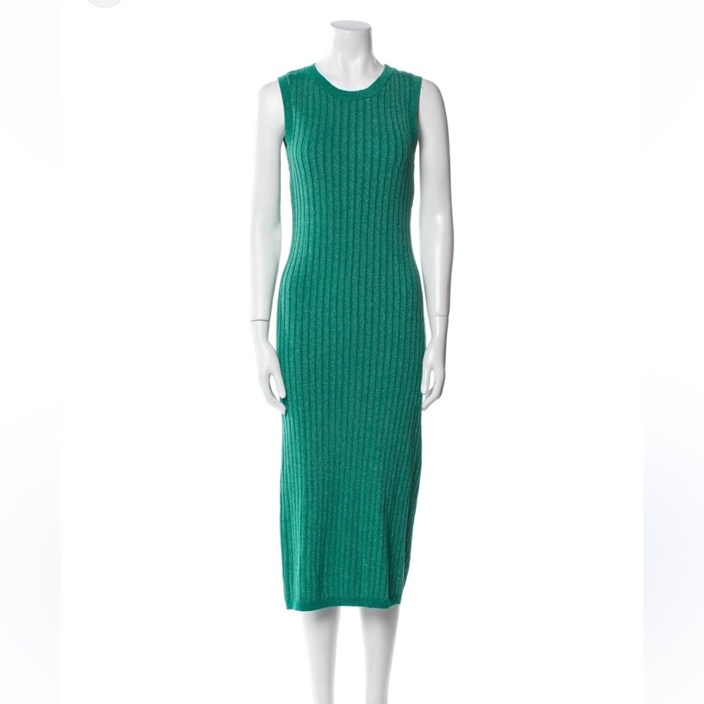 House of Harlow 1960 Sparkly Green Ribbed midi Dress